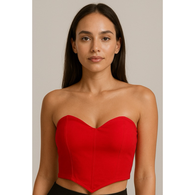 Cropped femenino Corsele tomara que caia básico com bojo suplex