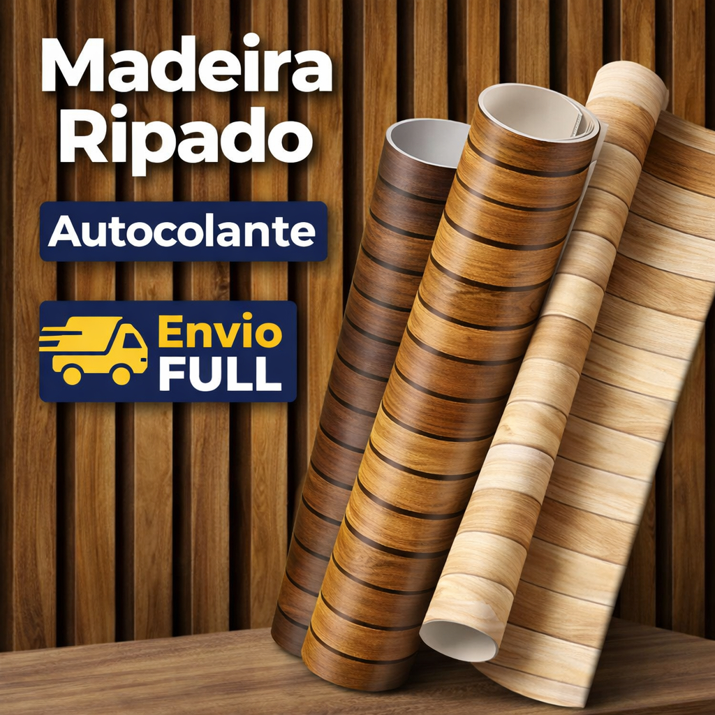 Papel de Parede Madeira Ripado Premium Adesivo 3m 4m 5m Envio Full