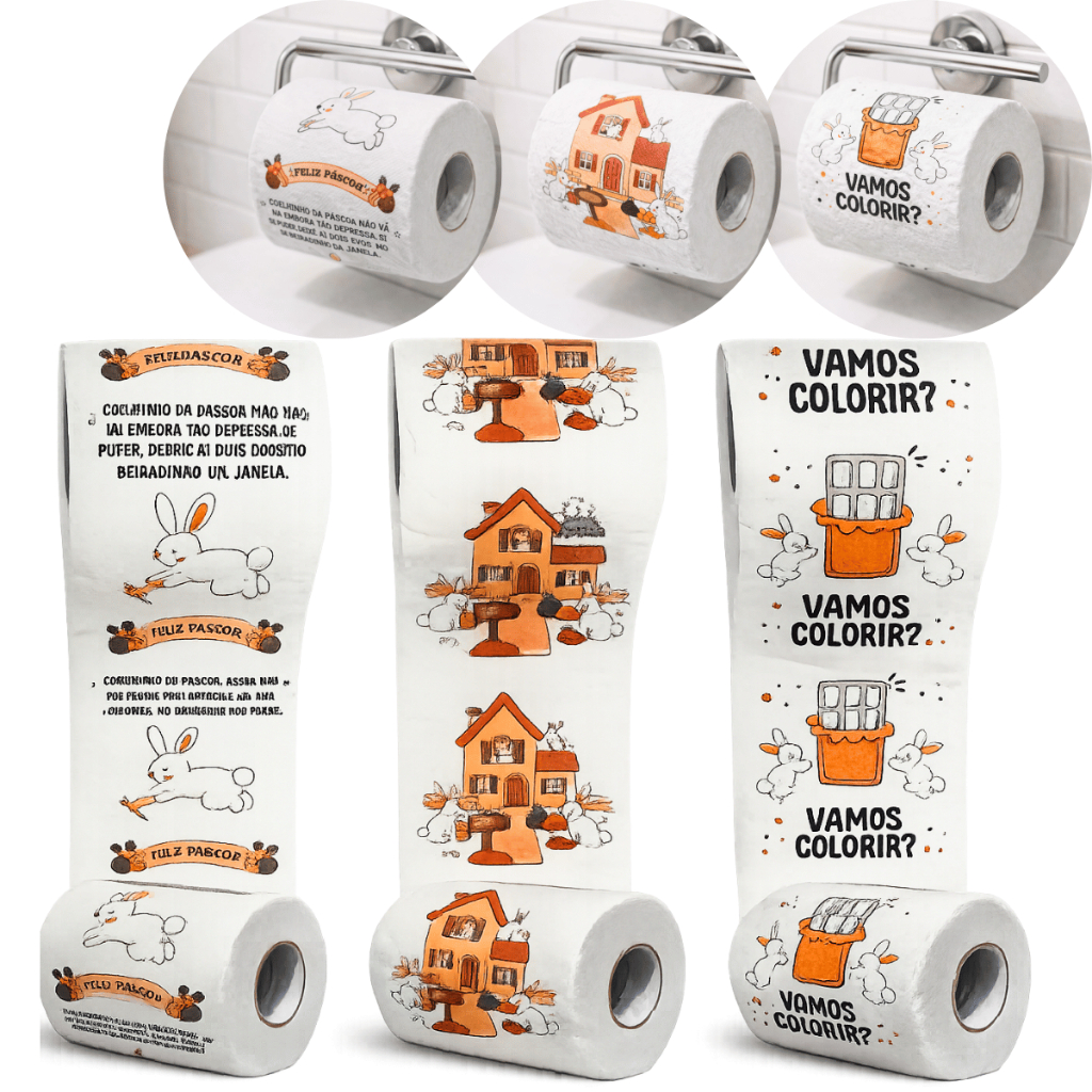 Enfeite Papel Higiênico Rolo De Papel Decorativo Páscoa Temático Para Banheiro