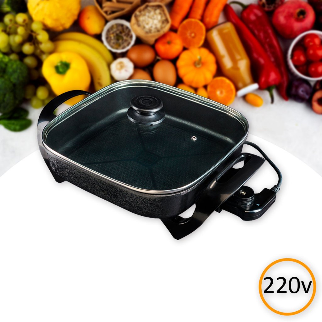 Panela Elétrica Mangiare Portátil Antiaderente Com Tampa de Vidro Quadrada 30w 1500w 220v Agratto em Oferta na Shopee