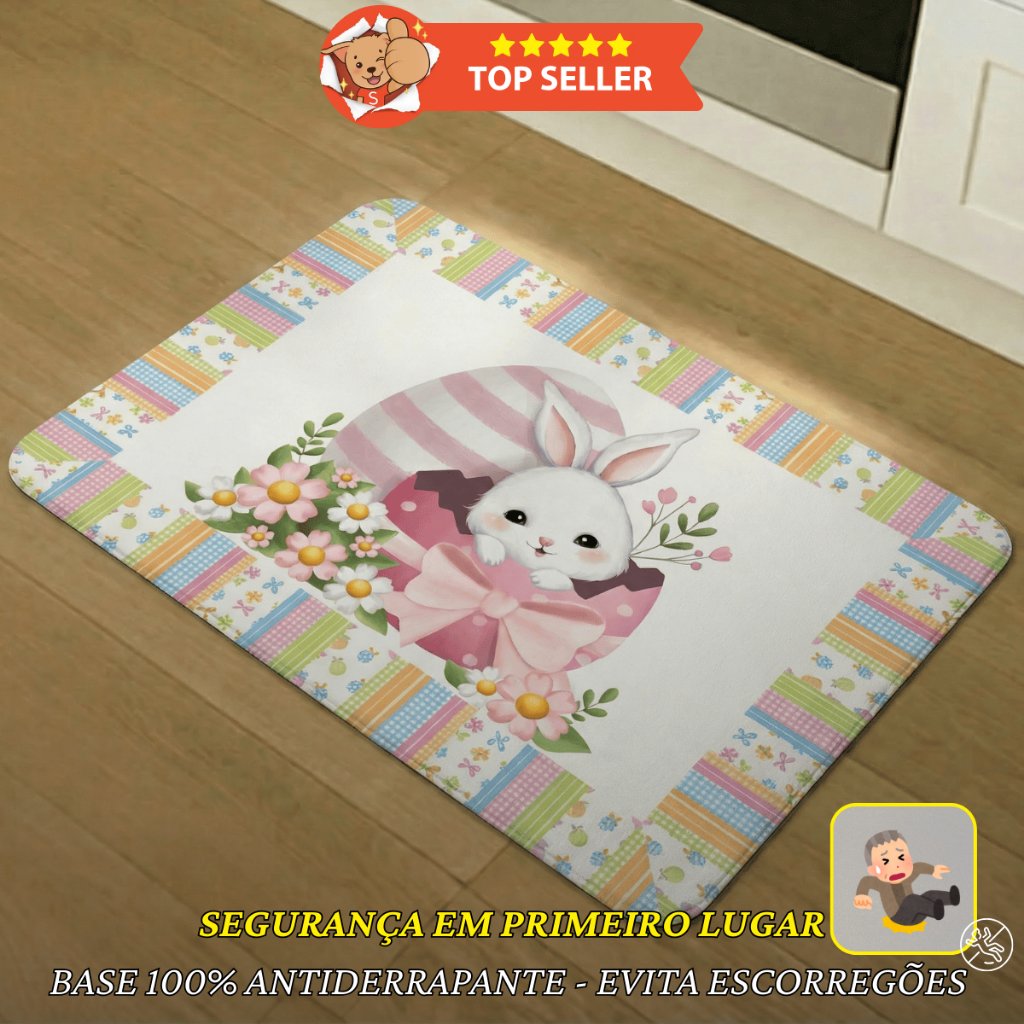 Tapete Antiderrapante Estampado Decorativo Sala Cozinha Base Emborrachada Pascoa em Oferta na Shopee
