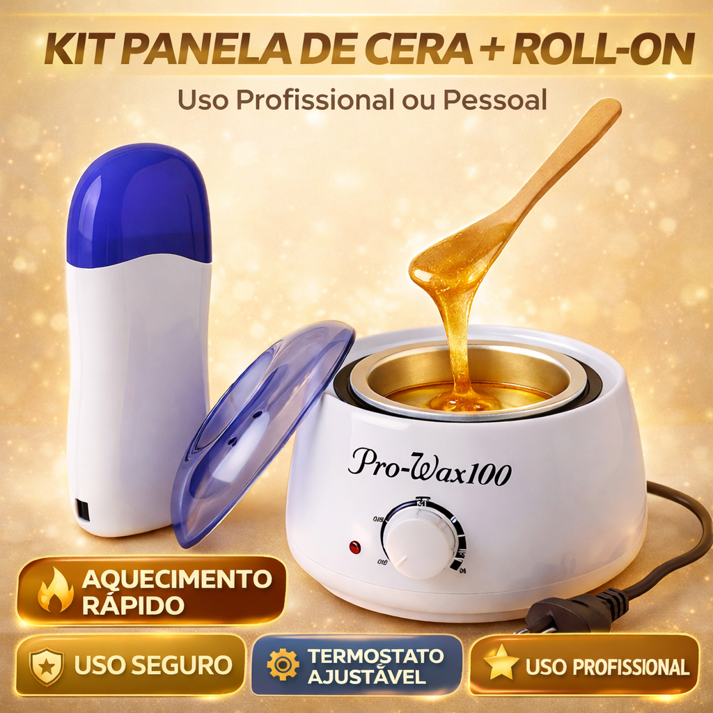 Kit Panela De Cera Depilação 400g + Aparelho Rolon