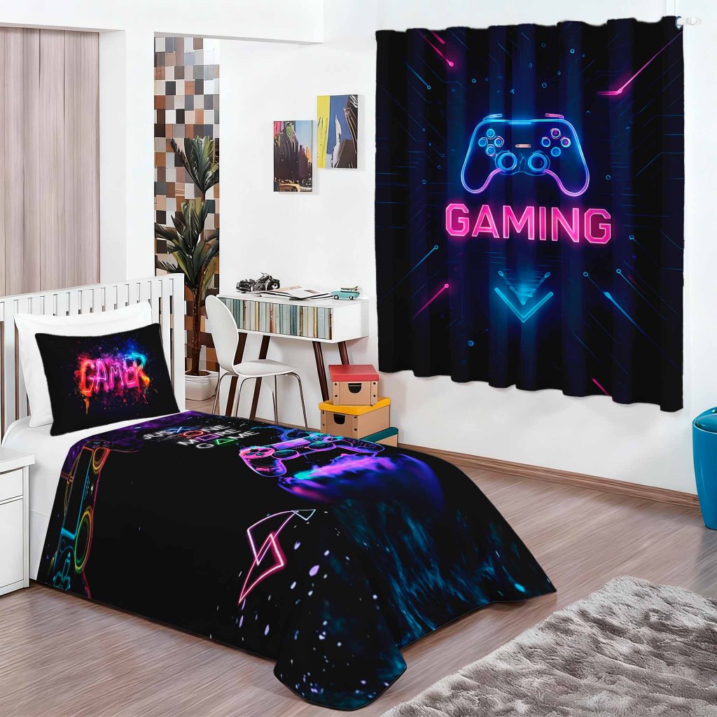 Kit Quarto Infantil Colcha Solteiro  +  Fronha e Cortina Decoração Quarto Meninos Personagens Oferta em Oferta na Shopee