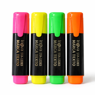 Kit 4 Marca Texto Inova Cores Neon Escolar Ponta Chanfrada Premium em Oferta na Shopee