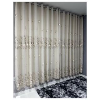 Cortina Bordada Com Forro de Microfibra Luxo 2,20m Largura X 1,40 Altura - MATERIAL PREMIUM em Oferta na Shopee