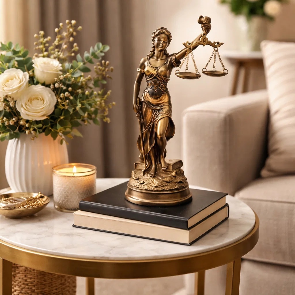 Estátua Decorativa Deusa Dama Da Justiça Themis Direito FEITO EM RESINA