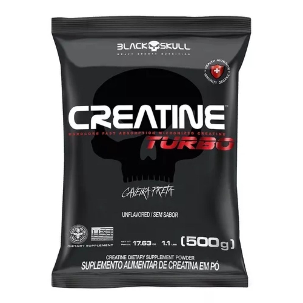 Creatina Turbo Black Skull Monohidratada 500g - Sem Sabor