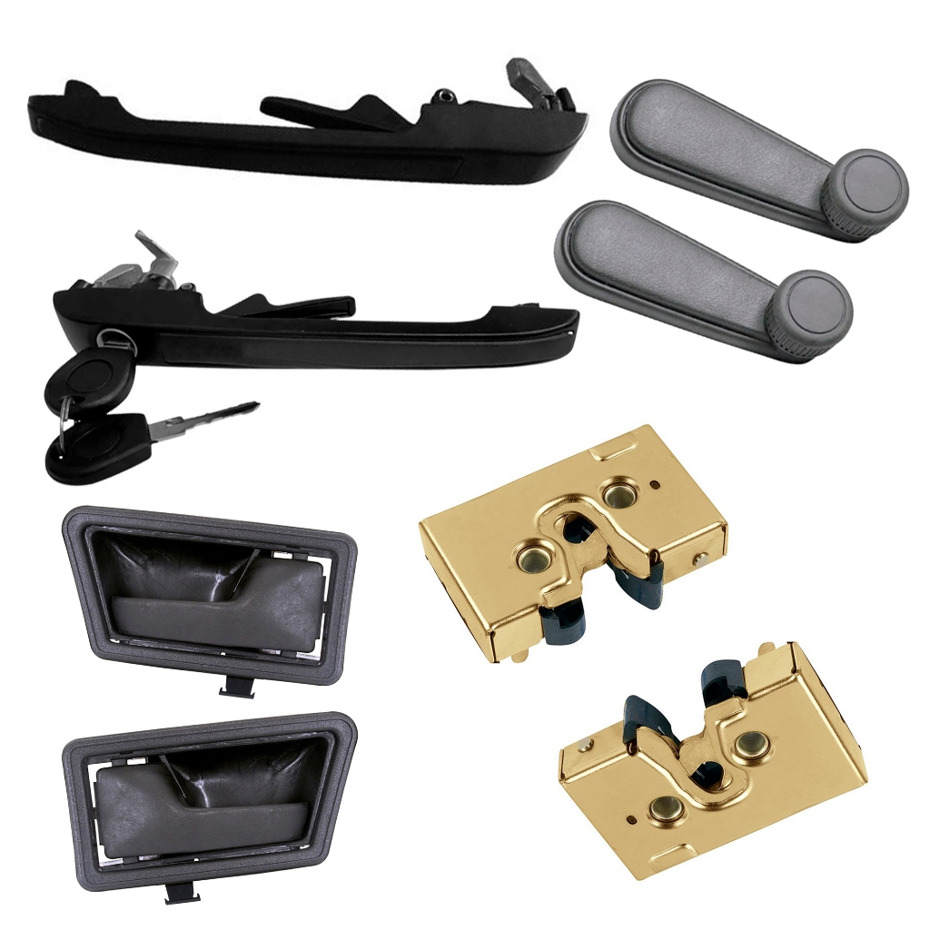 Kit Par Maçaneta + Fechadura Saveiro 87/96 Quadrado Preta em Oferta na Shopee