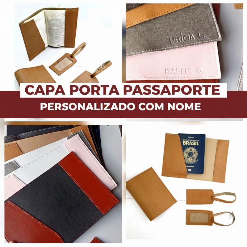 Imagem Capa Porta Passaporte Personalizado com nome viagem presente turismo brinde