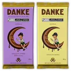 Kit 2un Barra de Chocolate 90G Danke Memórias Choco Branco E 70% Cacau