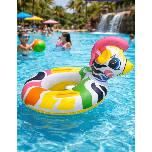 Boia Bote Inflável Zebra Colorida Infantil até 4 anos