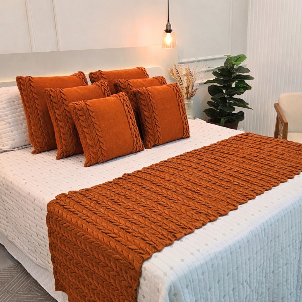 Kit Peseira Manta Tricot Sofá Cama Casal Queen King Aconchego Home Decor + 2 Capas Almofadas em Oferta na Shopee
