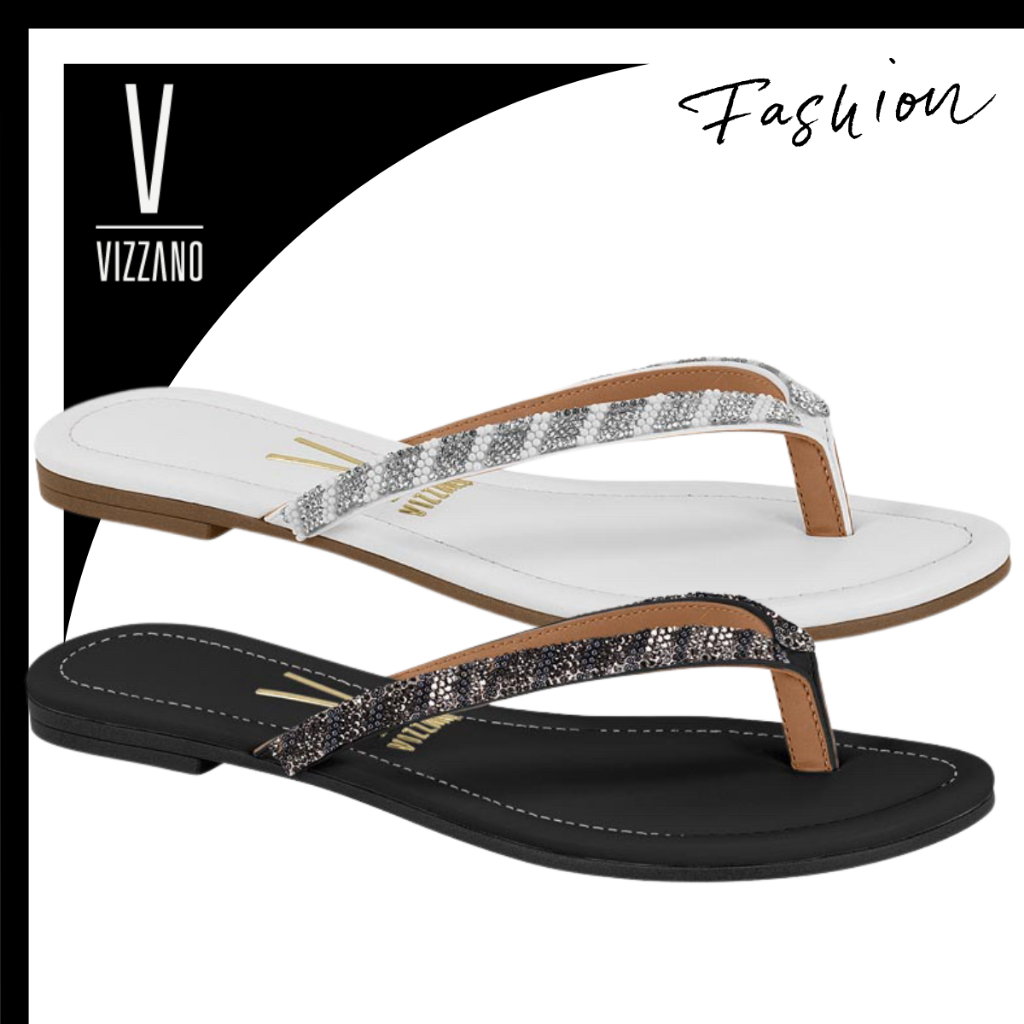 Rasteira Vizzano Feminino Leve Chinelo Com Brilho Strass Conforto Dia a Dia