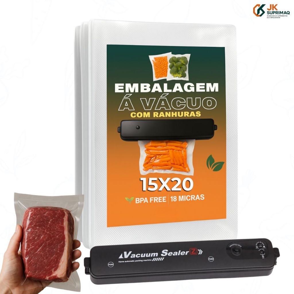 Kit 15x20 Embalagem Saco Seladora Alimentos Vácuo Alimentos Ranhura Gofrada Estriada Texturizada em Oferta na Shopee