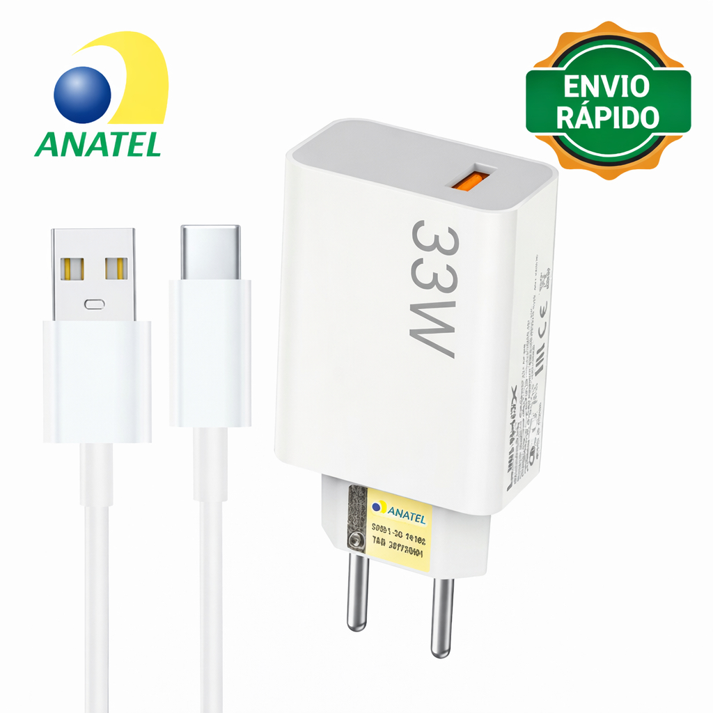 Carregador Super Rápido USB Tipo C Motorola Moto G31 G30 G22 G82 Xiaomi em Oferta na Shopee