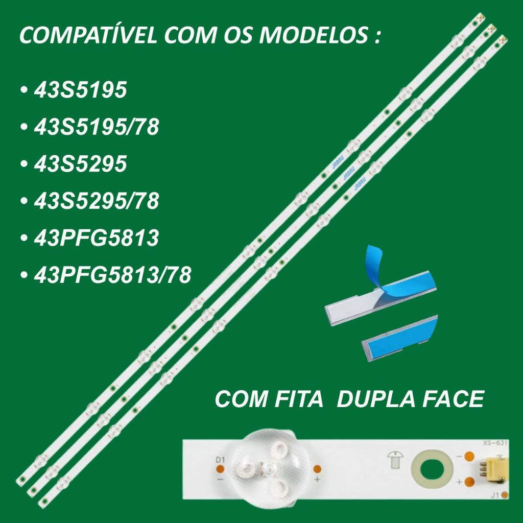 Kit 3 Barras De Led 43s5295/78 43pfg5813/78 43s5195 Novas