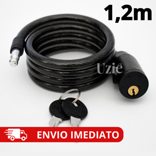 Corrente Cadeado Trava Cabo de Aço Grosso de Bicicleta Bike Moto 2 Chaves em Oferta na Shopee