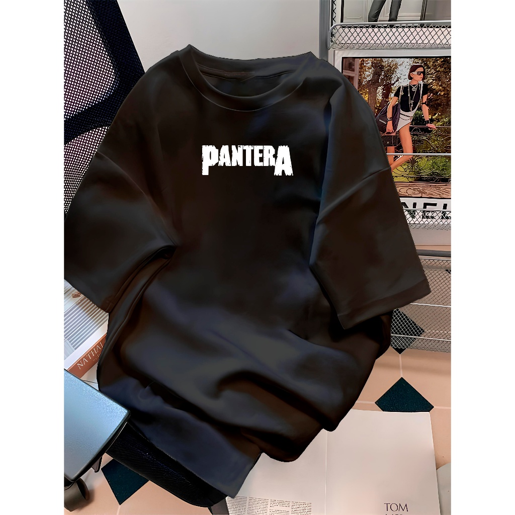 Camiseta estampada Pantera Banda T-shirt Tecido Premium 100% Algodão blusa estilosa