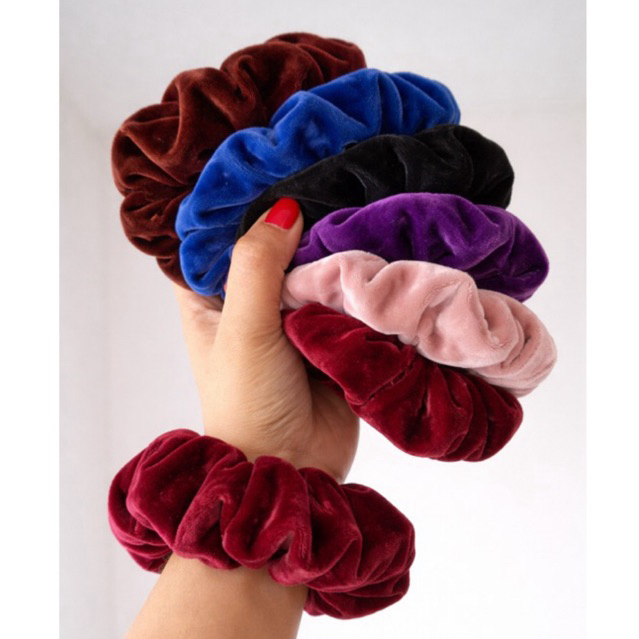 kit scrunchie veludo premium luxo vermelho - mais elastico - não arrebenta o cabelo