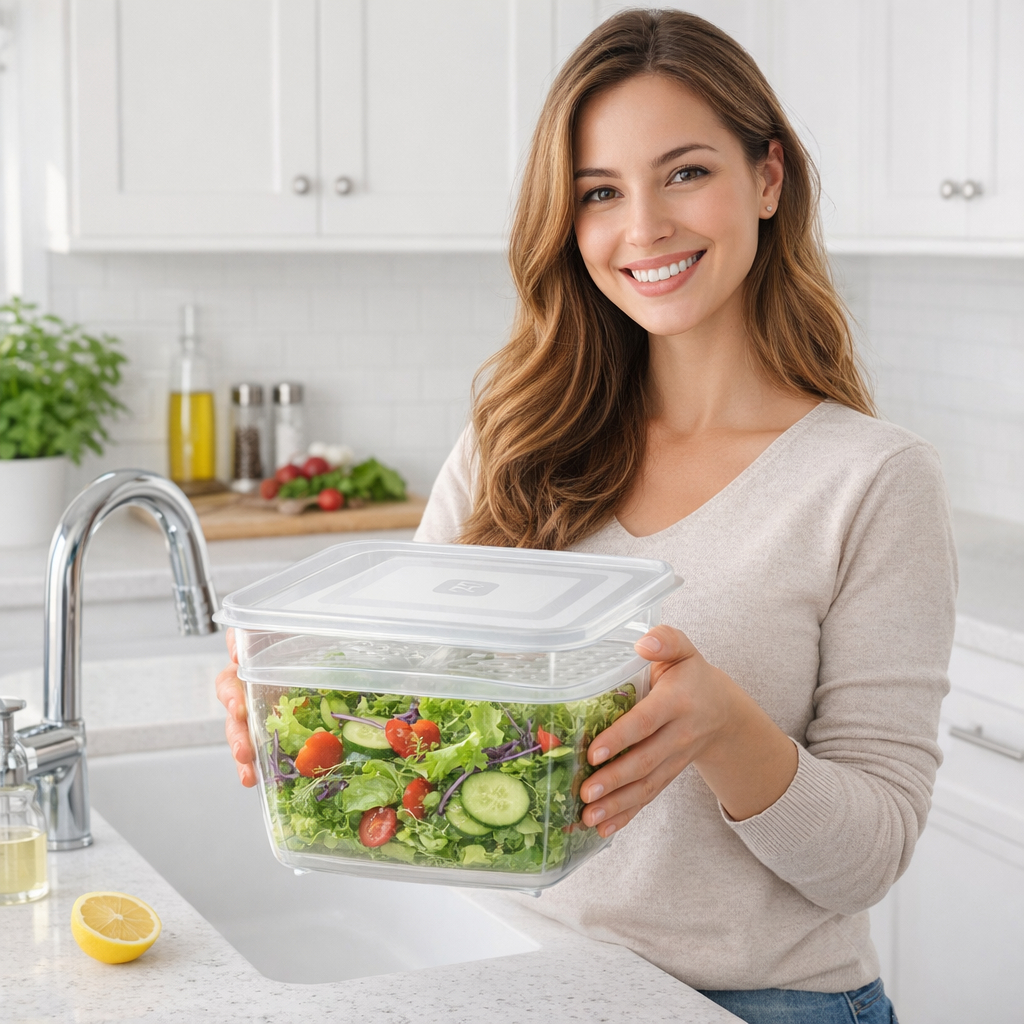 Pote Organizador 5 Litros Com Tampa E Escorredor Multiuso Seca Legumes Frutas Salada UZ406-TR UZ Utilidades