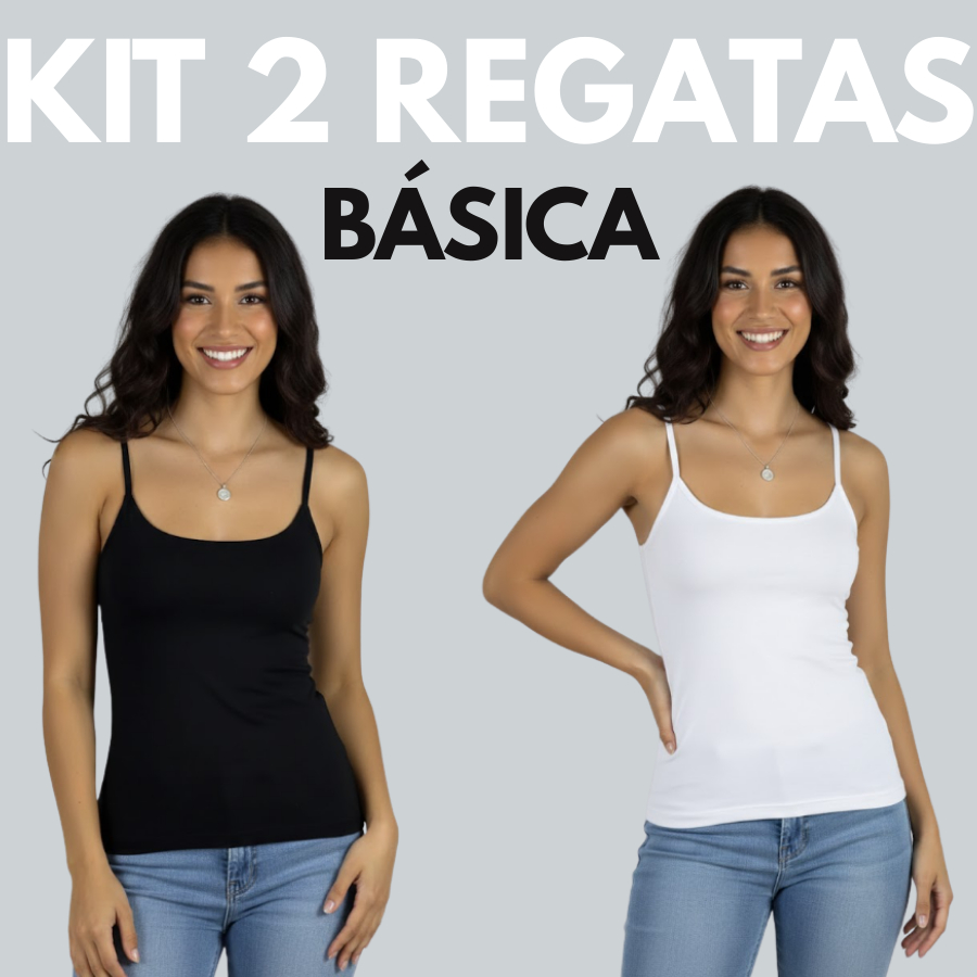 Kit 2 Regata ou 1 Regata Feminina Alça Fina Básica Moda Basic Blusinha Suplex