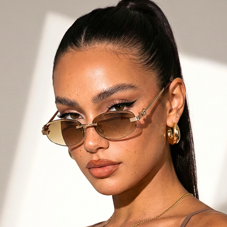 Oculos de Sol Oval Fino Premium Blogueira Tendencia do Momento em Alta Tigre Virginia uv400 Feminino