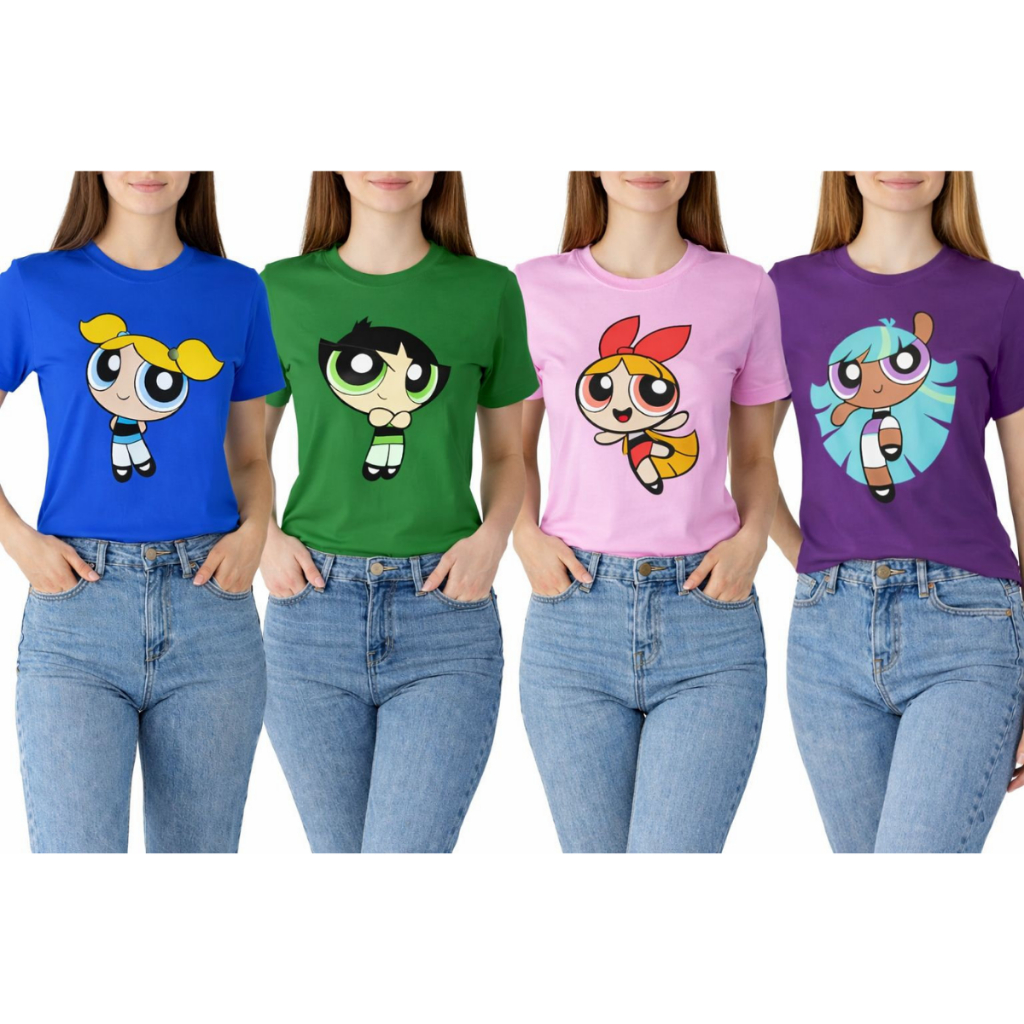 Kit 4 Camisetas As Meninas Super Poderosas Blusa 100% Algodão Premium Amigas Moda Feminina