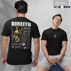 Camiseta Direito Masculina Manga Curta Gola Redonda 100% Algodão Pronta Entrega