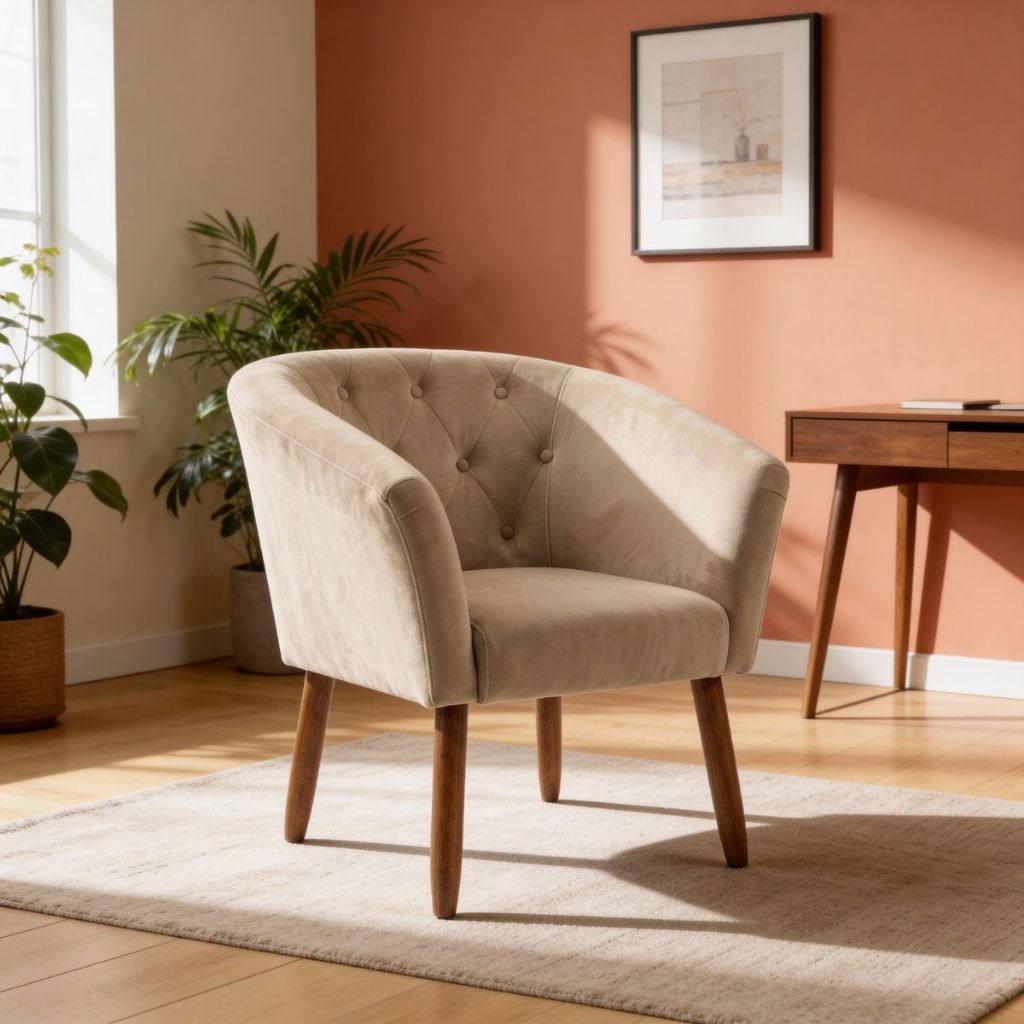 Poltrona Decorativa para Sala de Estar Tecido Veludo Confortável Pés de Madeira  Resistente Design Exclusivo em Oferta na Shopee