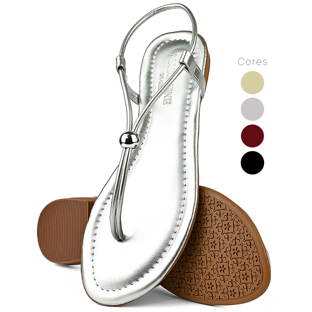 Sandália Rasteirinha Feminina Bico Redondo Confortável Elegante Prata Preta Dourada Bordô Tendência em Oferta na Shopee