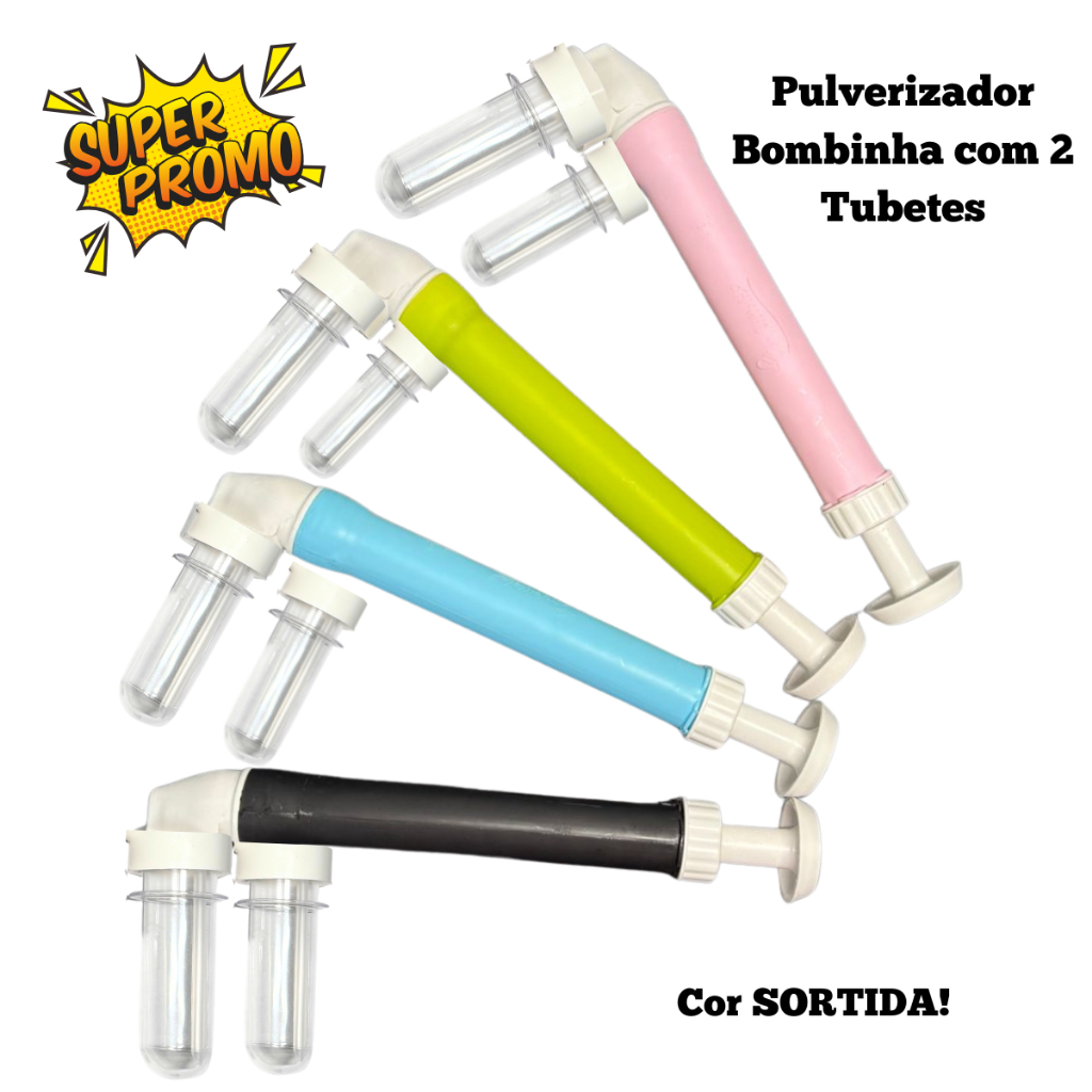 Pulverizador Bombinha com 2 Tubetes Cores Sortidas Enviado Aleatório Para Glítter Pó Confeitaria em Oferta na Shopee