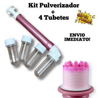 Pulverizador Bombinha com 4 Tubetes para Pó Glítter Confeitaria Bolos Doces Confeiteiro Decoração em Oferta na Shopee