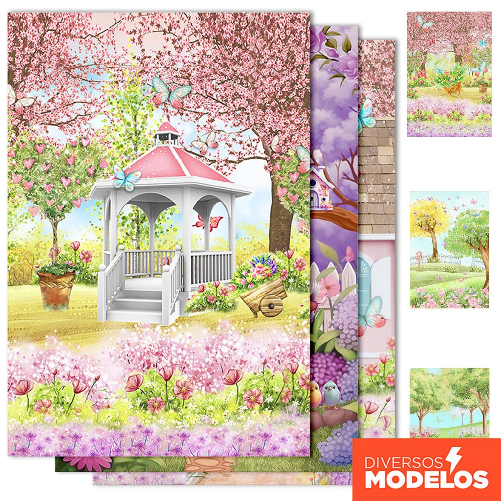 Painel Retangular Decoração Jardim Encantado Lateral Sublimado Em Tecido Vertical 1,50x2,2m de Festa em Oferta na Shopee
