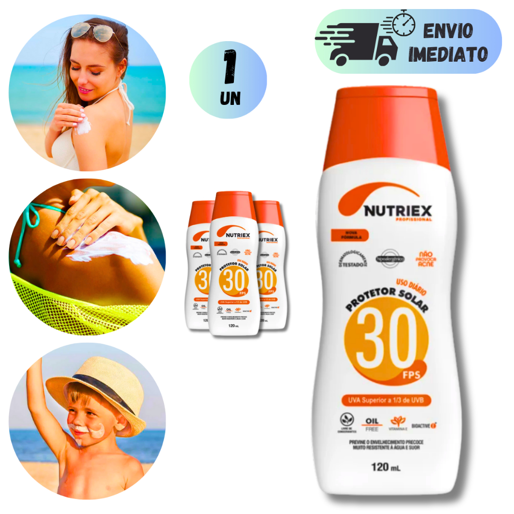 PROTETOR SOLAR FPS 30 PROFISSIONAL 120ML UVA E UVB RESISTENTE ÁGUA E SUOR CORPO E ROSTO