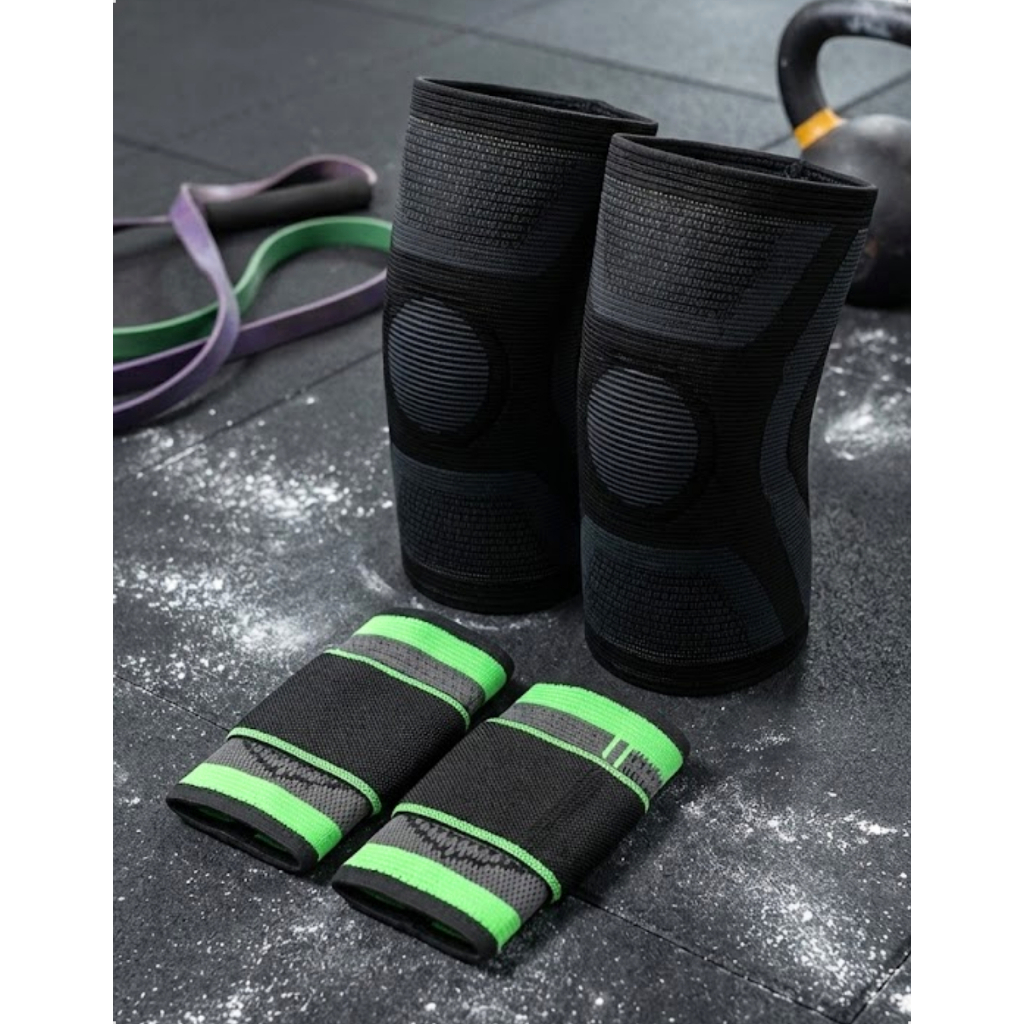 Kit Joelheira Munhequeira Crossfit Academia Articulada de Compressão Volei Vôlei