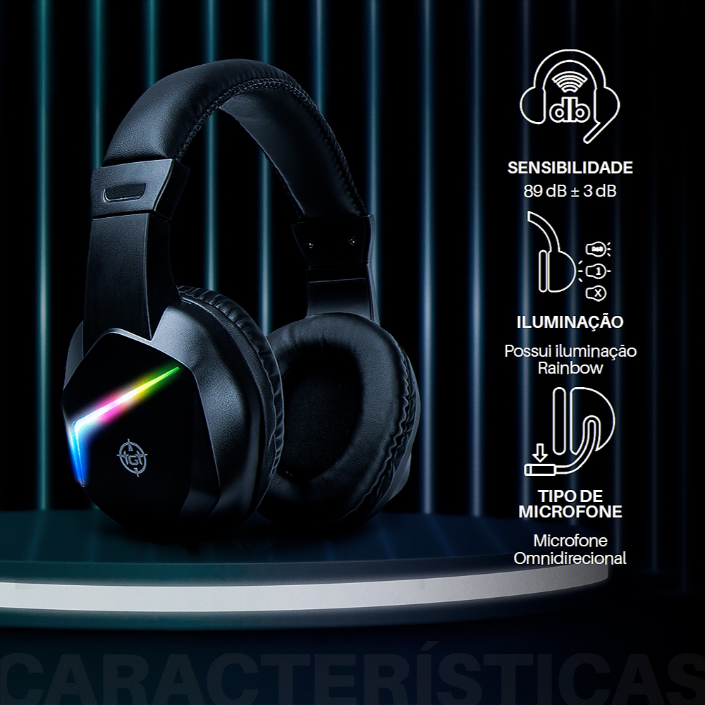 Headset Gamer TGT Diver V2, Rainbow, Drivers 40mm, Preto, TGT-DVR-RGB02 · foto 2