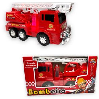 Caminhão de Bombeiro Infantil Com Luz 4D Som Sirene Bate e Volta Rotação 360° À Pilha Brinquedo em Oferta na Shopee
