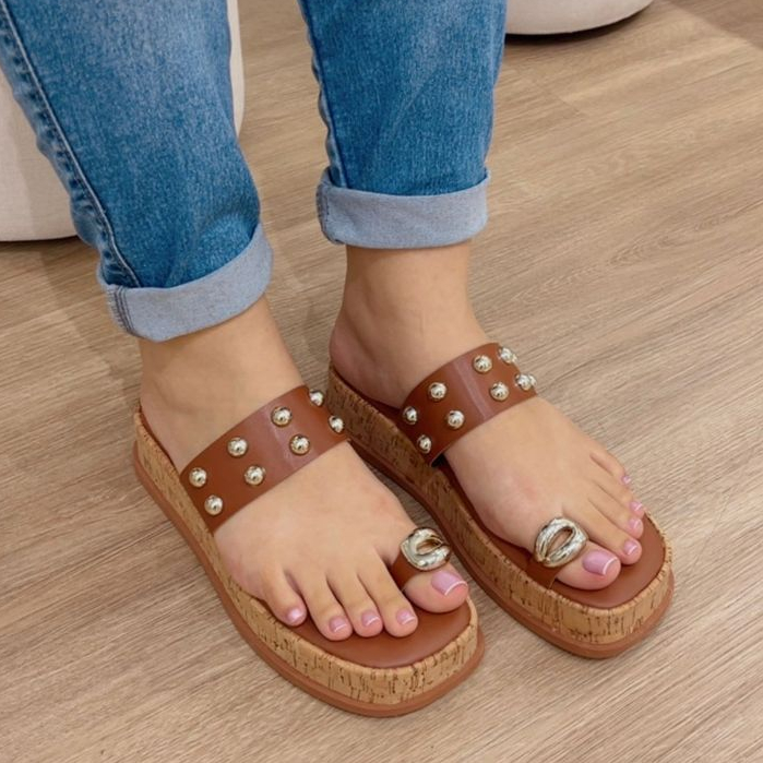 Sandália Papete Feminina Confortável Flatform Calce Fácil Lançamento (Ref 079)