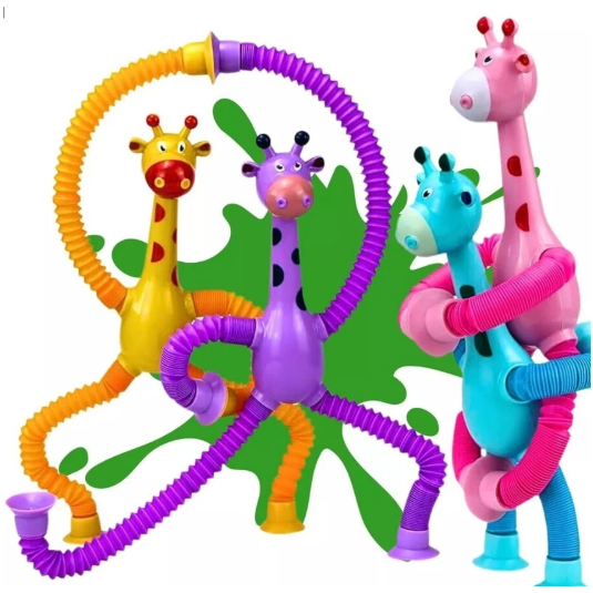 KIT PopTube tubo Esticado com Led Girafa /Robo /Macaco /Labubu com Ventosa Infantil Sensorial em Oferta na Shopee
