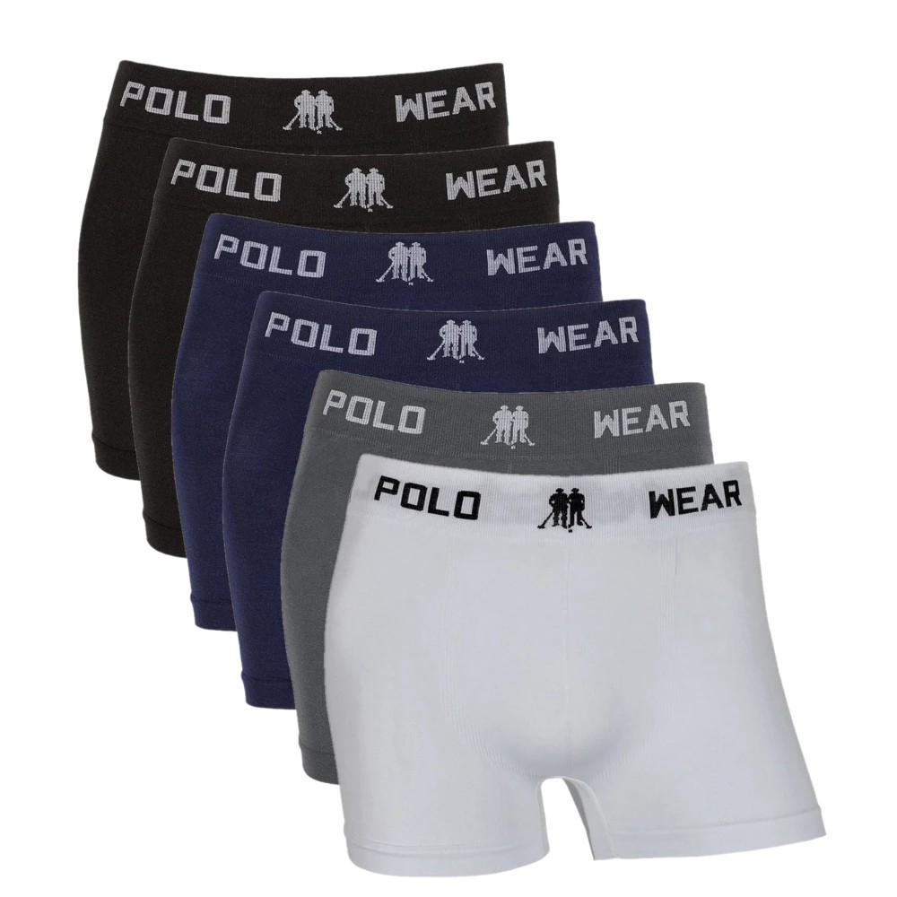 Kit 6 Unidades Cuecas Boxer Microfibra Sem Costura com Elástico Anatômica Confortável Polo Wear