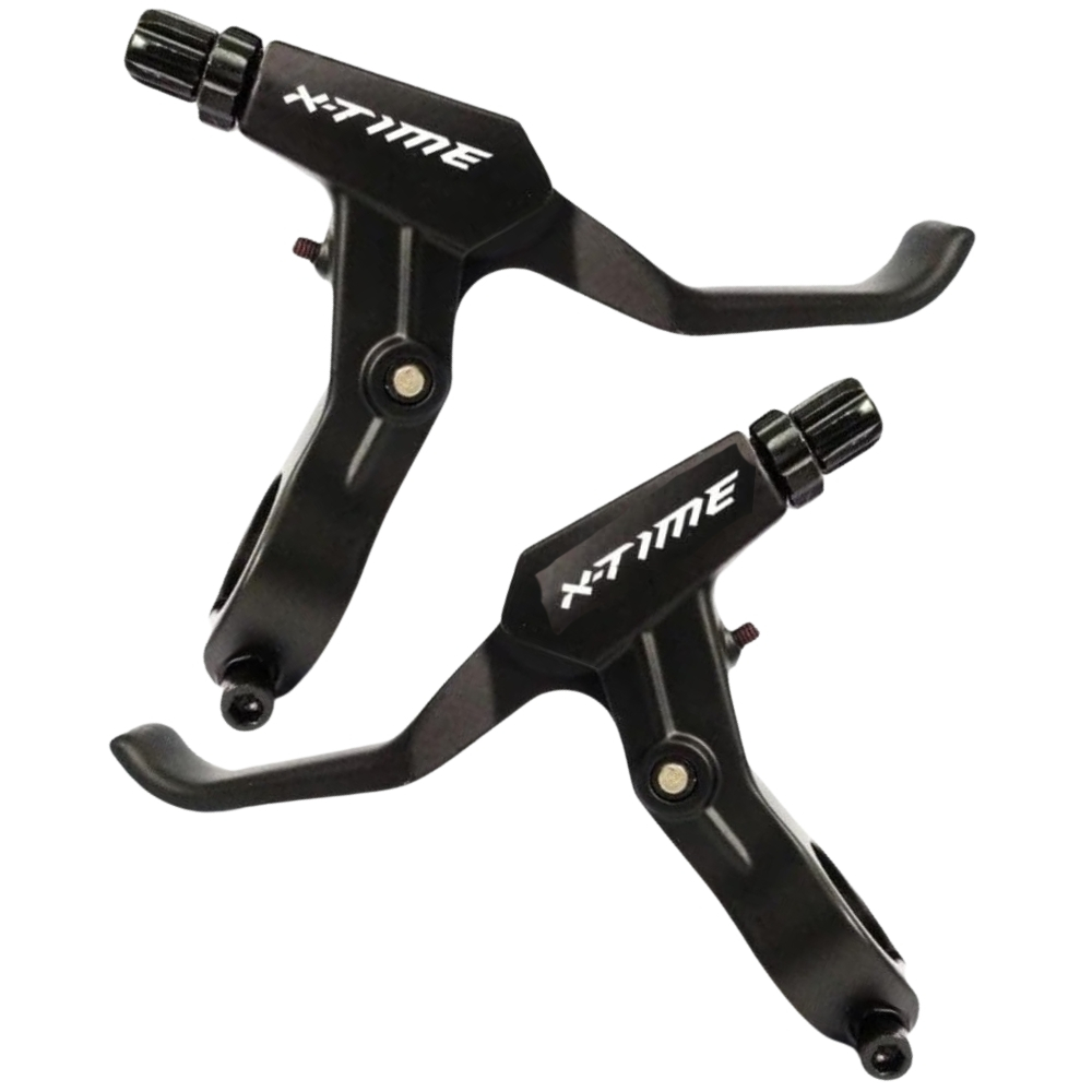 Manete Maçaneta Freio V-brake E Disco Xtime 2 Dedos Alumínio Preto Par