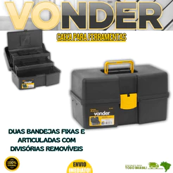 Caixa Para Ferramentas Vonder Com 02 Bandejas E Divisórias Removíveis Até 6kg Oferta Premium