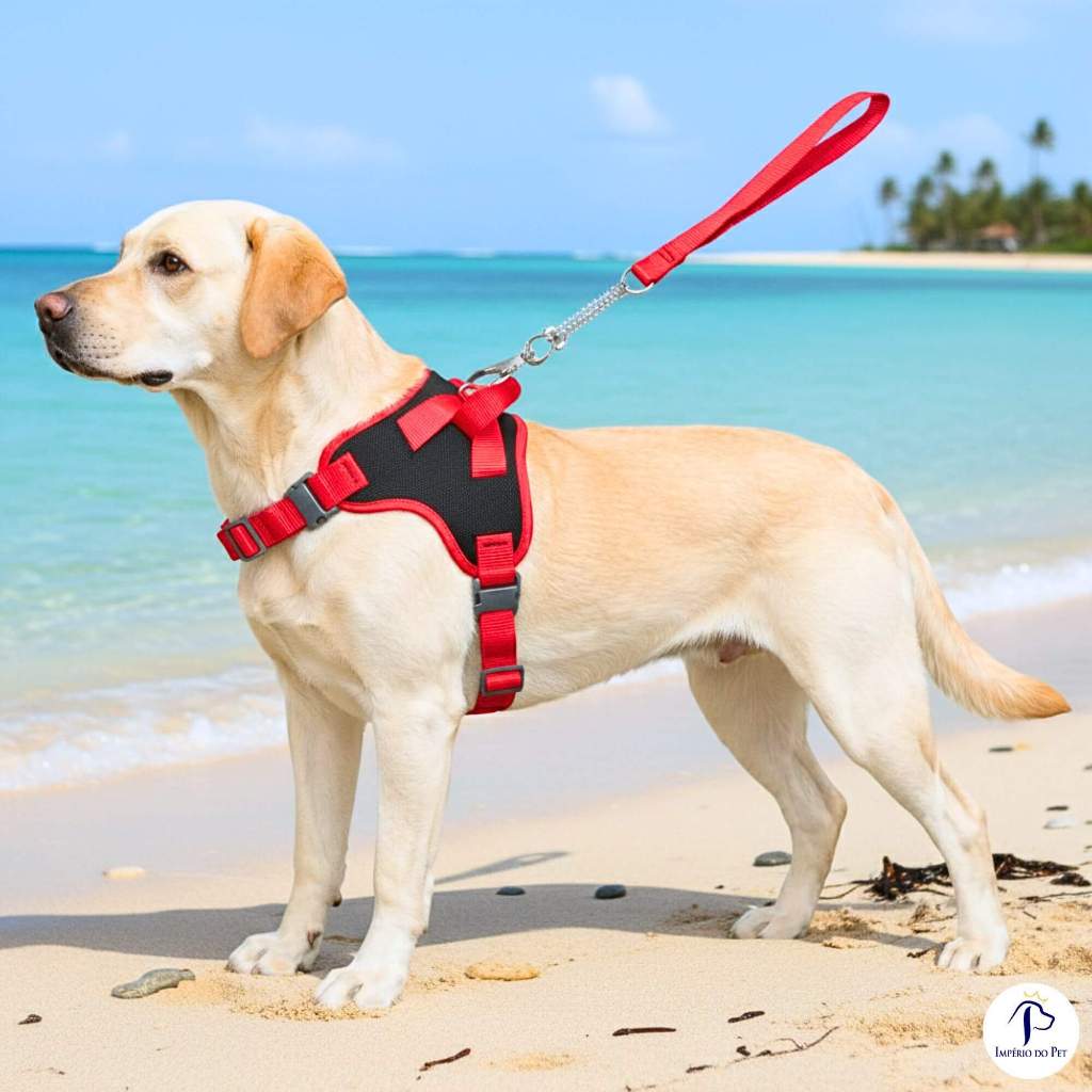 Coleira e Guia para Cachorros Grandes Peitoral Confortável Resistênte Função Amortecedor Stillo