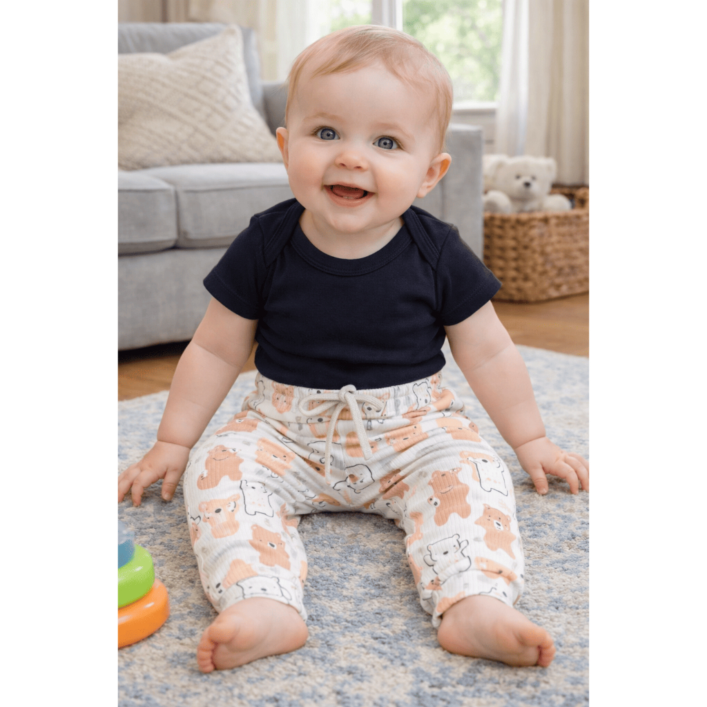 Calça Infantil Canelada Estampa Ursinhos