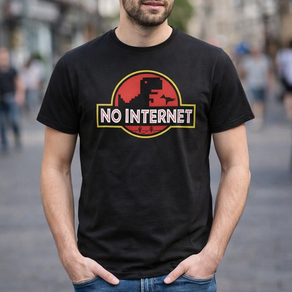 Camiseta T-shirt Sem Internet Estampada Básica Streetwear Dinossauro Meme Android 100% algodão Premiun