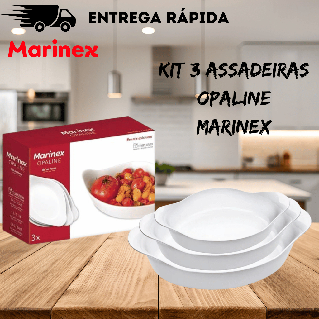 KIT 3 ASSADEIRAS OPALINE MARINEX - NADIR