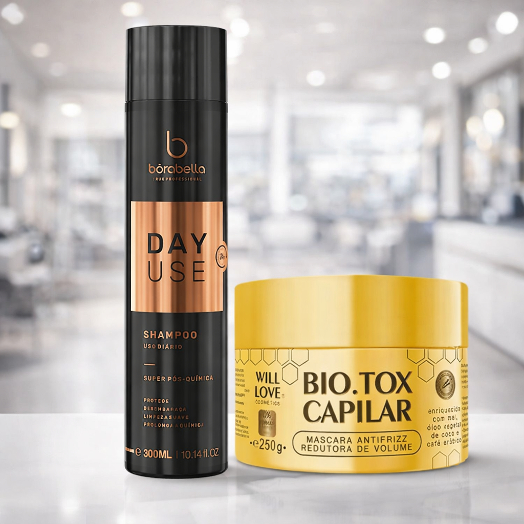 KIT SHAMPOO DAY USE PÓS QUIMICA BORABELLA + BOTOX WILL LOVE
