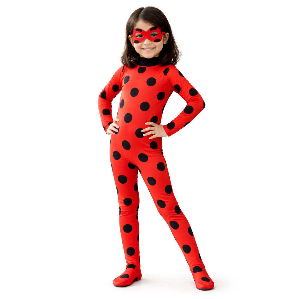 Macacão Fantasia Joaninha Infantil Menina luxo + Mascara Festa de aniversario, Carnaval em Oferta na Shopee