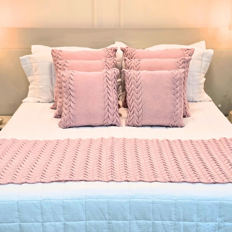 Kit Peseira de Manta Tricot para Sofá Cama Casal Queen King — foto 5