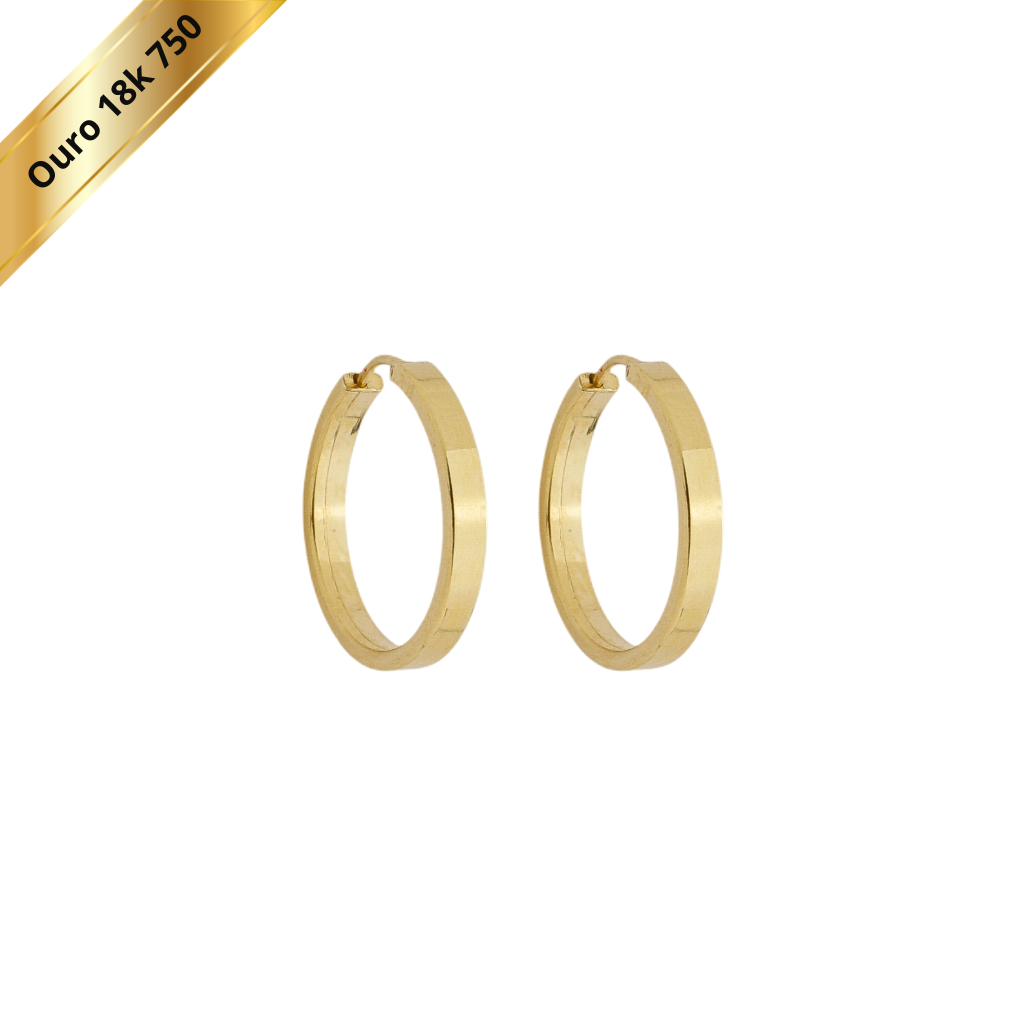Brinco Chato Argola 14 Mm Em Ouro 18k 750 em Oferta na Shopee